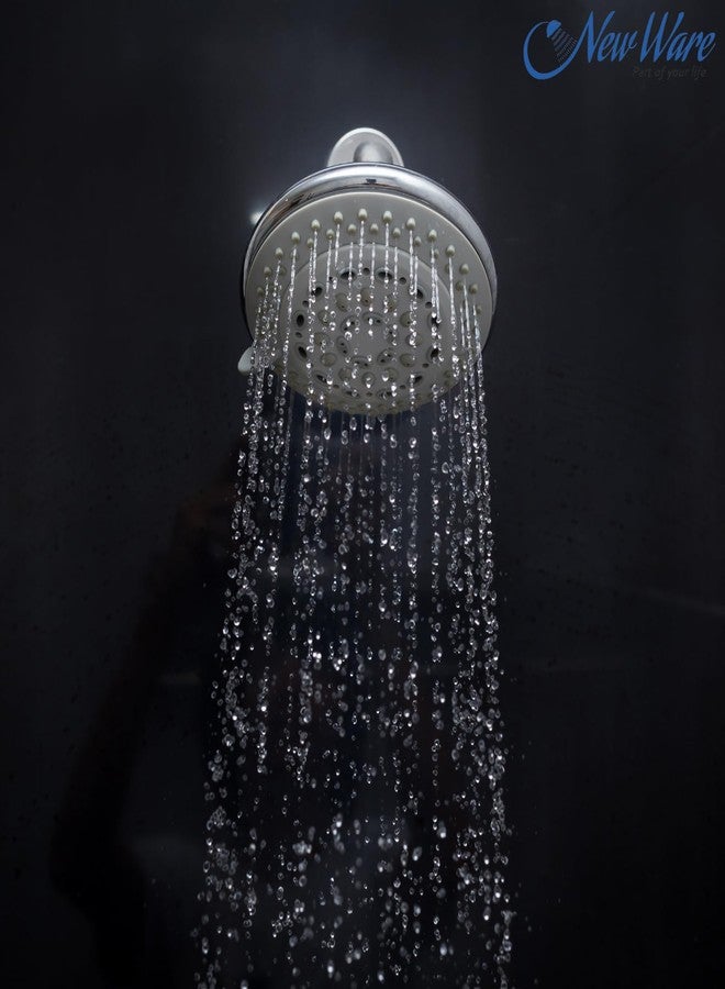 NEW WARE Fancy Overhead Shower Complete Set with 6 Different Flow Options and 7 Inch Brass Round Shower Arm for Bathroom - Chrome Finish - Image 2